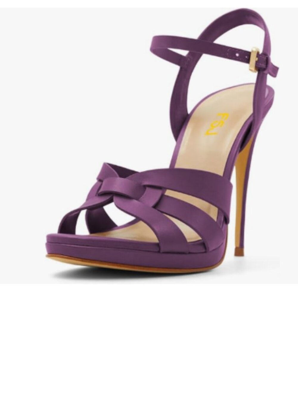 FSJ Purple High Heel Strappy Sandals Open Toe Ankle Strap Platform Shoes
